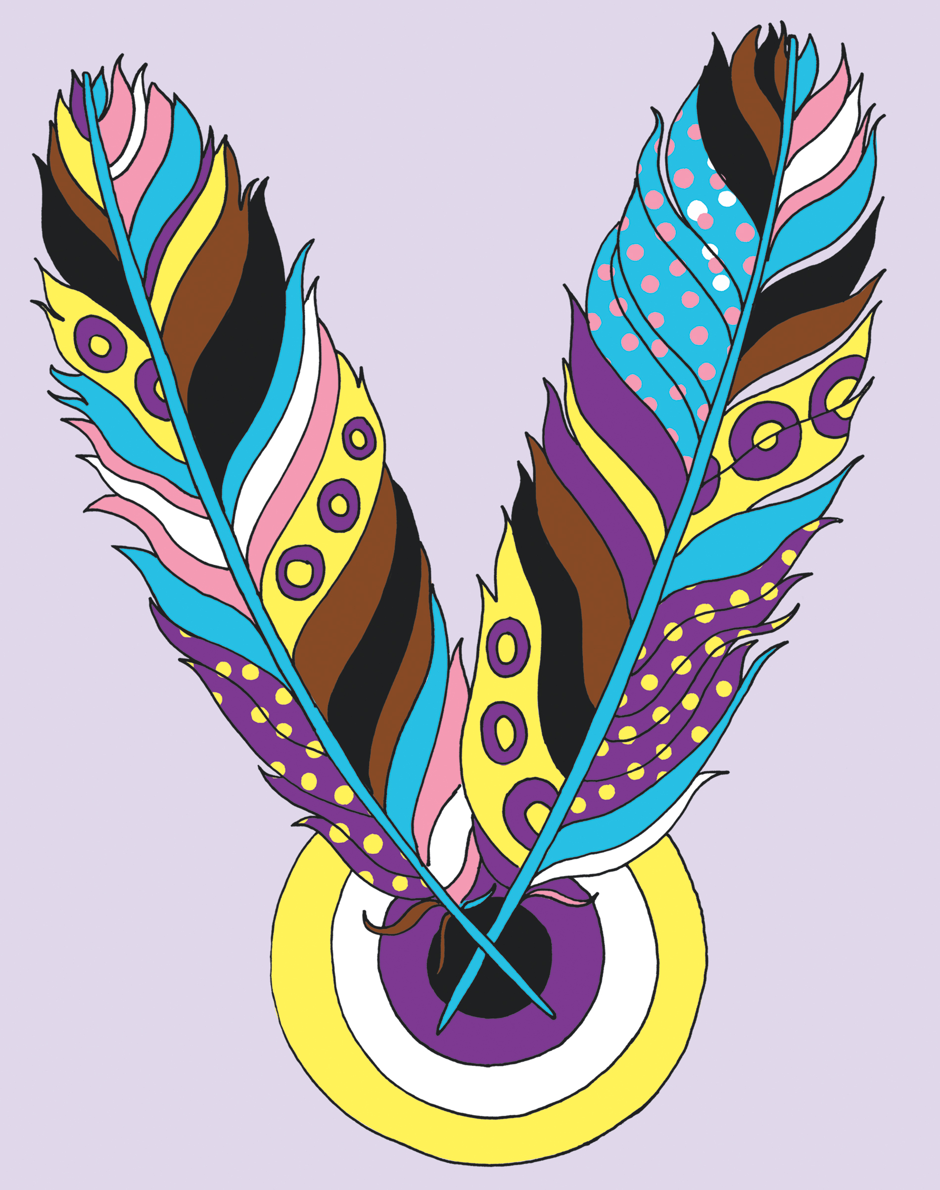 illustration of the Two Spirit two feathers symbol